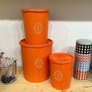 Vintage Orange Tupperware Containers EUC